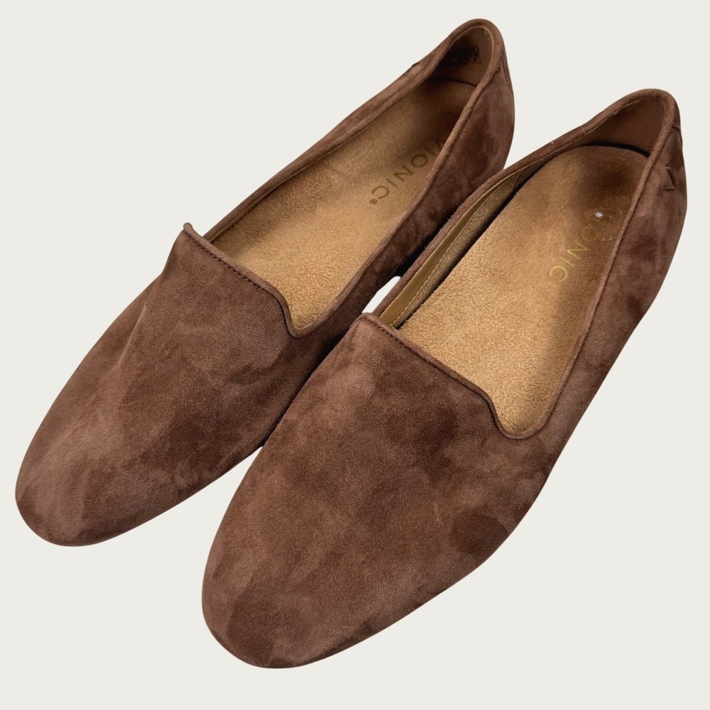 Vionic Willa II Loafers Women 8.5 Wide Brown Suede Orthotic Slip On Flat Comfort
